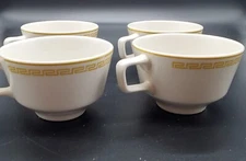 4 Vintage Original Homer Laughlin 1969 JG Coffee Cups Gold Greek Key Meandros 