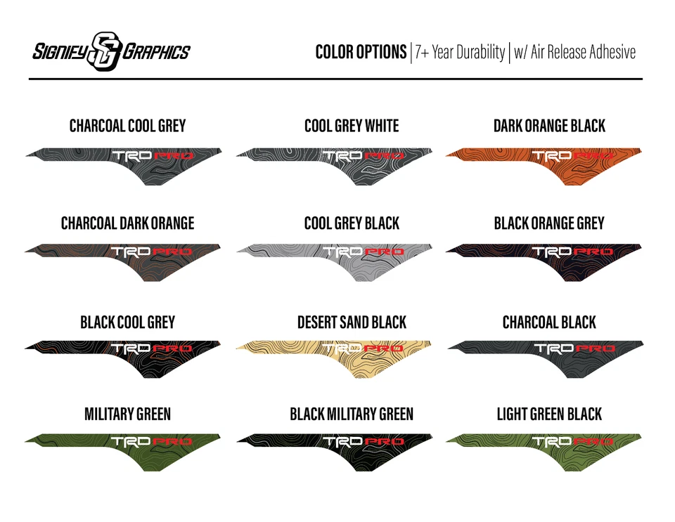 Juego de calcomanías adhesivas todo terreno Toyota Tacoma topo de cabecera TRD 4x4 2016-2023 Foto 3 de 3