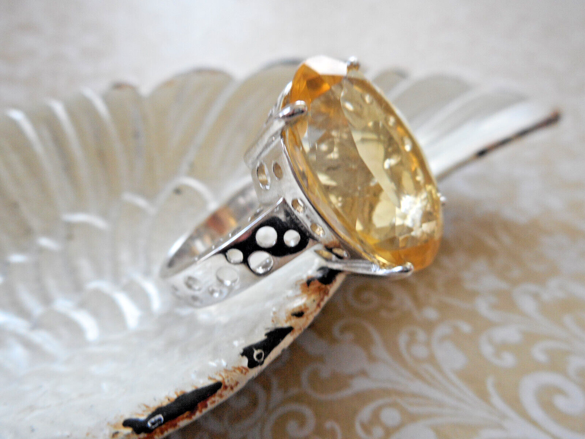 Sterling Silver 925 Citrine Ring Size 6 RE3939 | eBay