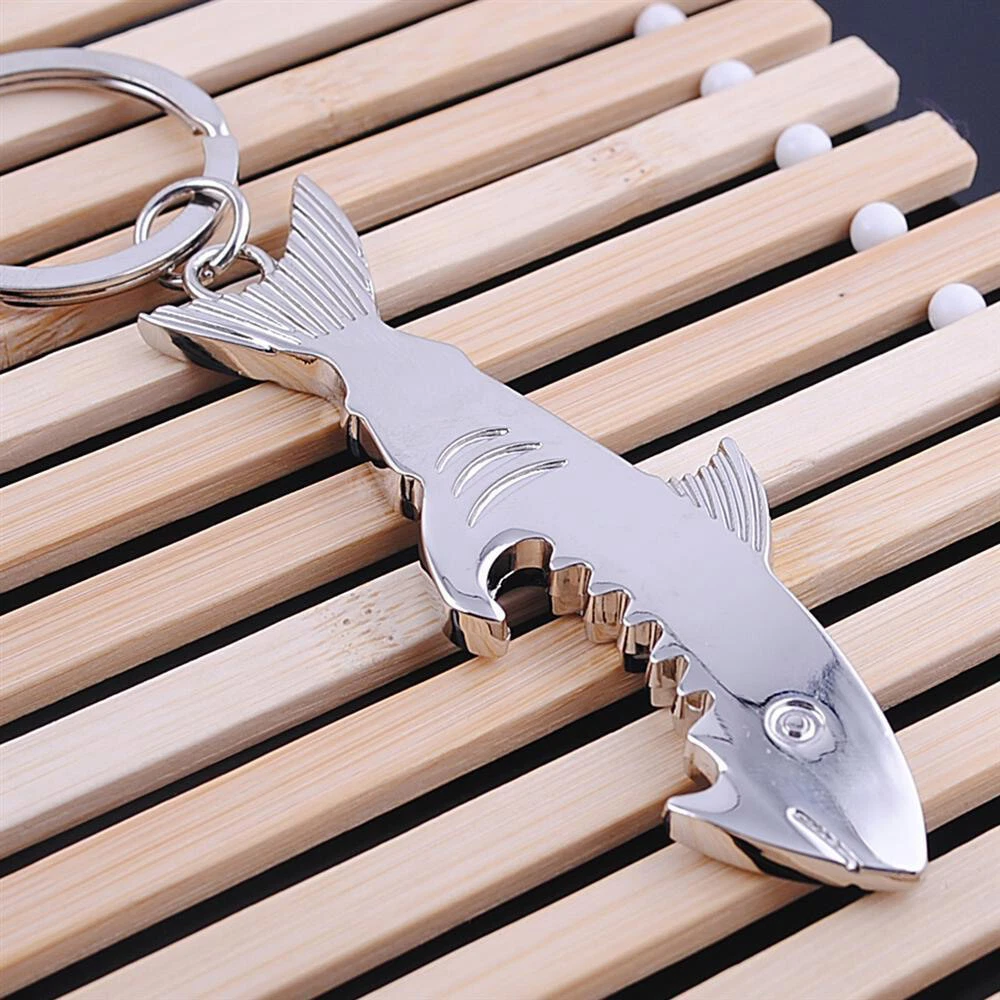 Metal Silver color Shark Fish sea animal bottle opener Key Ring
