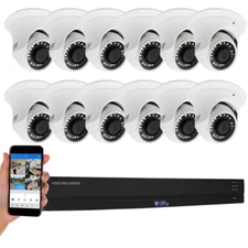 16CH H.265+ DVR (12) 4K Waterproof Analog Dome Security Camera System 8TB