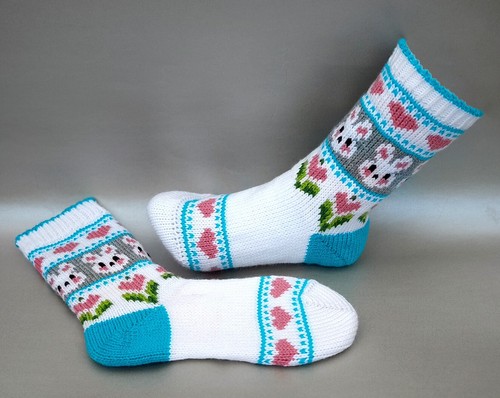 Stricksocken * Gr. 37/38 * Damen * Ostersocken * Handarbeit * Neu  - Bild 2 von 6