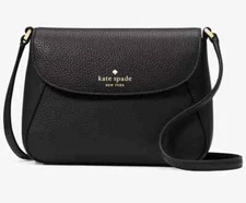 Kate Spade Monica Mini Flap Crossbody Bag Black Leather Purse KF364 NWT $259
