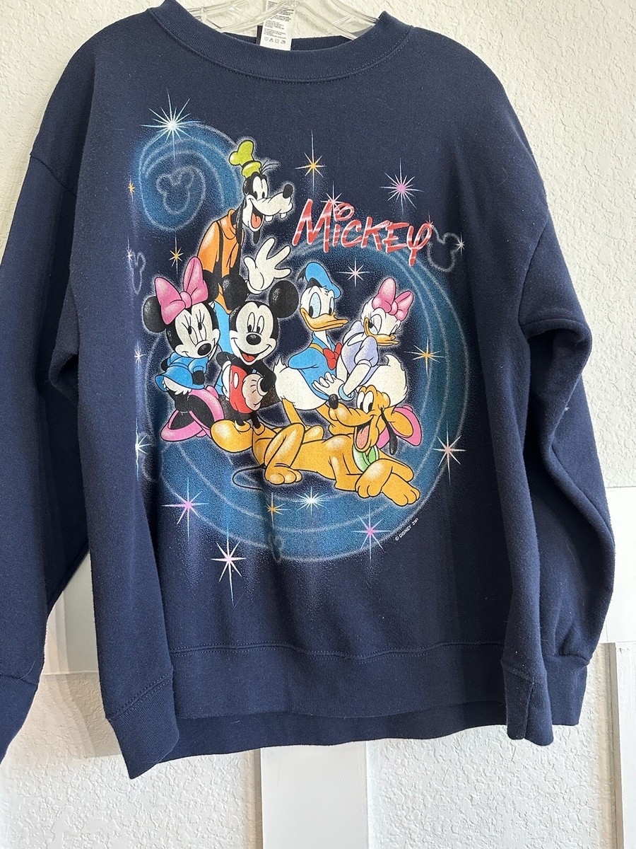 Vtg Disney Character Crew Neck Sweatshirt Navy Mickey Unlimited