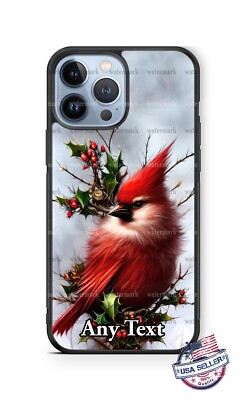 Fluffy Red Cardinal Bird Design Personalized Phone Case for iPhone Samsung gift