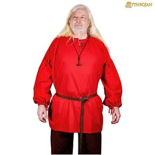 Medieval Renaissance Tunic Top Shirt Viking Norseman Pirate Cosplay Costume Red