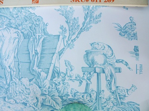 4Yards BRUNSCHWIG & FILS LE HAMEAU TOILE AQUA WALLPAPER MSRP$336/SINGLE ROLL - Picture 8 of 9