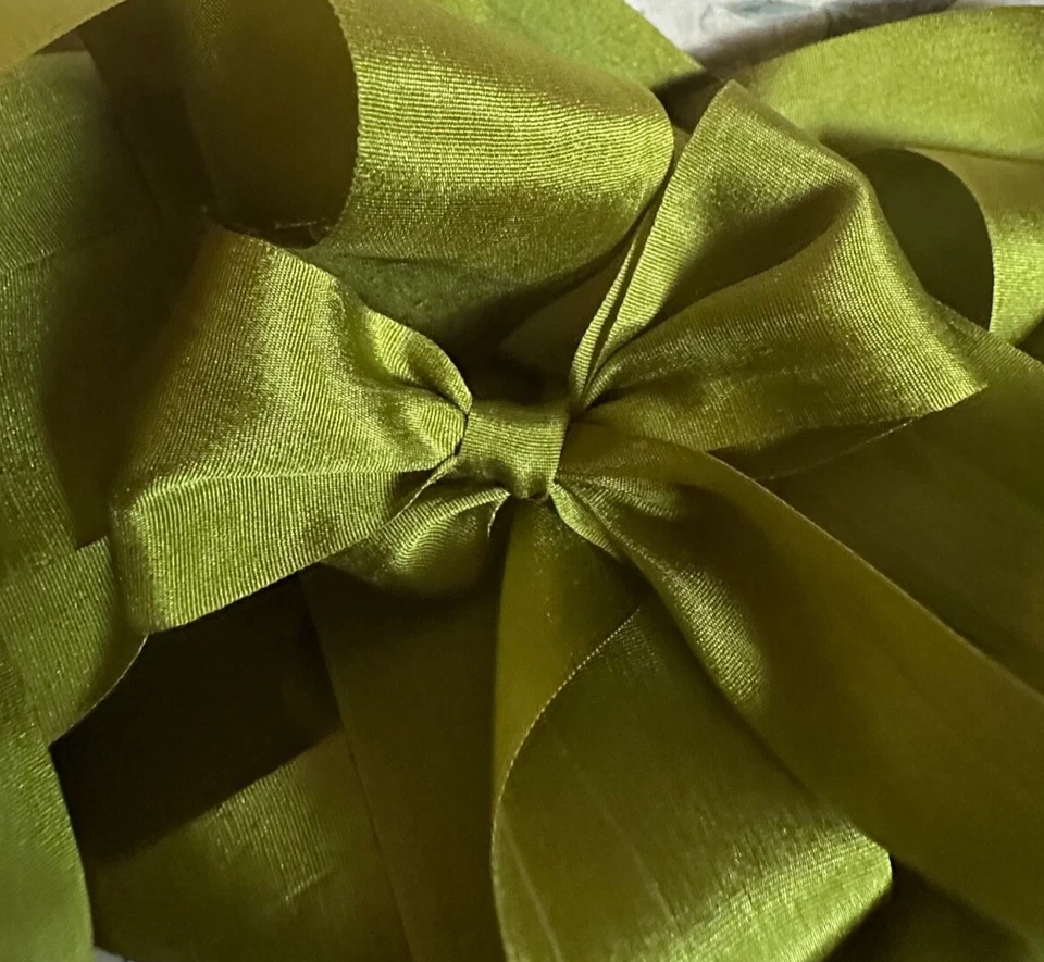 Cinta de seda real de 3 yardas 1,25" VERDE OLIVA alta costura, invitaciones, diario RELOJ VIDEO Foto 4 de 4