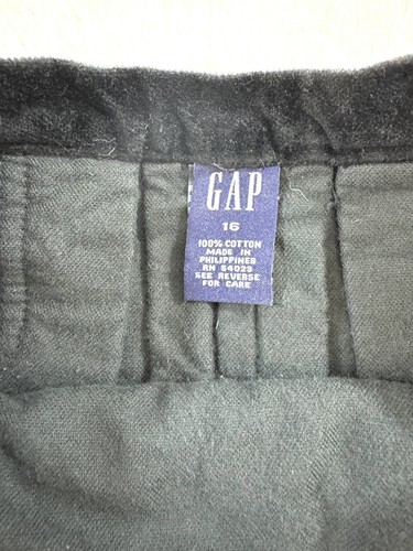 Gap Kids Skirt 16 Girls Black Velvet Flair 100% Cotton Knee Length - Picture 3 of 8