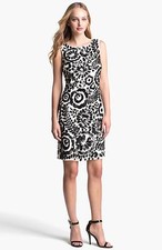 NWT Pisarro Nights Sequin Sheath Dress Floral Ivory/Black SZ 6  N342