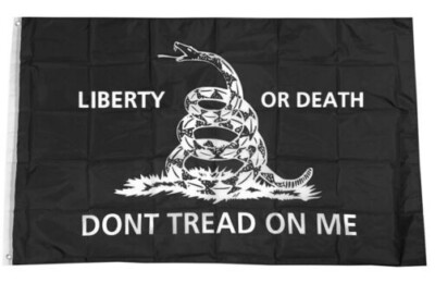 3x5 Ft LIBERTY OR DEATH DONT TREAD ON ME Flag Tea Party Gadsden BLACK 100D