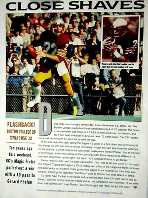 Doug Flutie Close Shaves Flashback Hail Mary 1992 Original Print 8.5 x 11''