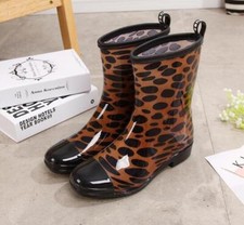 Ladies Women Half Welly Wellington Boots Short Wellies Mid Calf Print Rain Shoes