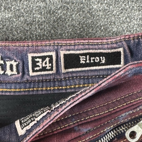 Rock Revival Elroy Skinny Moto Mens Acid Wash Biker Jeans Pant Size 34 X 34 - Picture 7 of 8