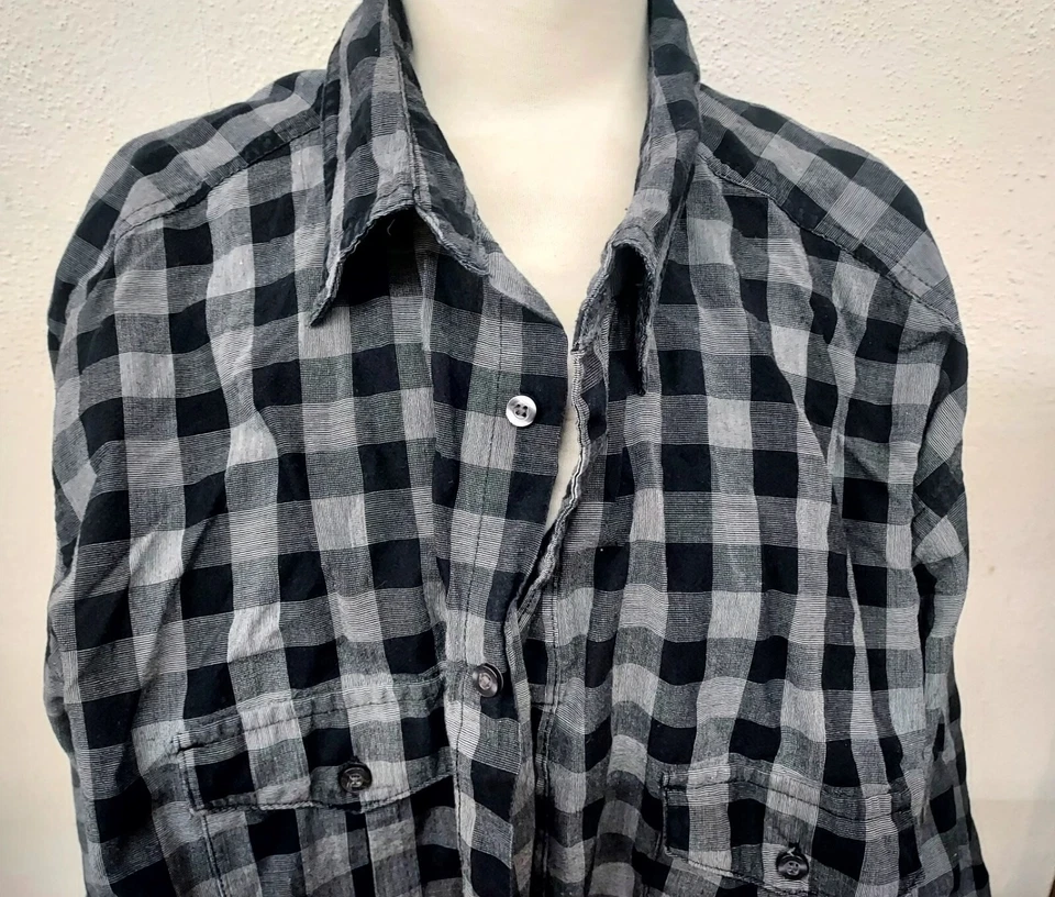 J. FERRAR Mens Black & Gray Plaid Button Down Shirt Size 3XL-Tall Long Sleeve - Image 2 of 4