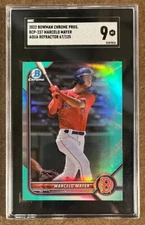 2022 Bowman Chrome Aqua Refractor MARCELO MAYER 067/125 - Red Sox - SGC 9 Mint