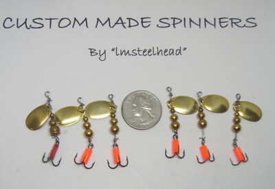 1 Lot of 6 Custom Trout #0 Gold Color French Blade Spinners 1/12 Oz. Ea