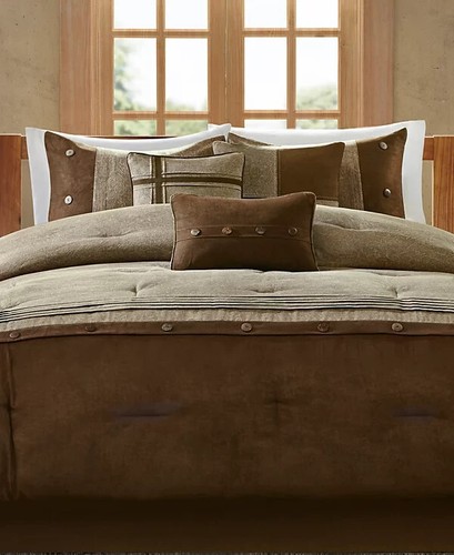Madison Park Boone Microsuede 7-Pc. Comforter Set, King, Brown