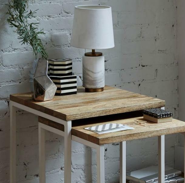 Pottery Barn West Elm Small Pillar Desk Side Table Lamp Light With