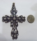 vintage Christian religious bejeweled diamante 3 inch metal cross pendant 52929 — photo 2