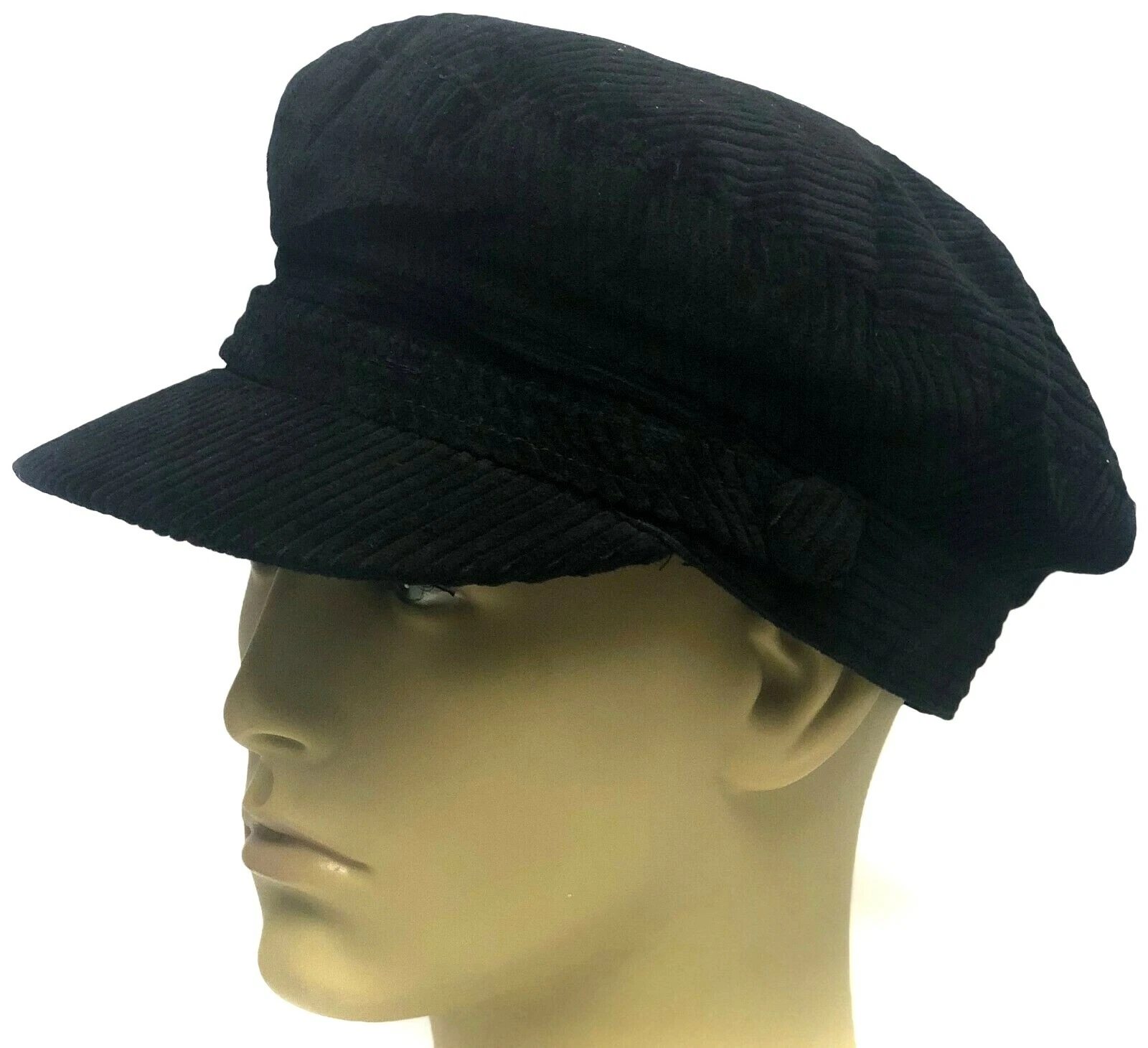 Fiddler Breton Cap Hat Corduroy Cord Black Greek Fisherman Sailor Men Ladies kid