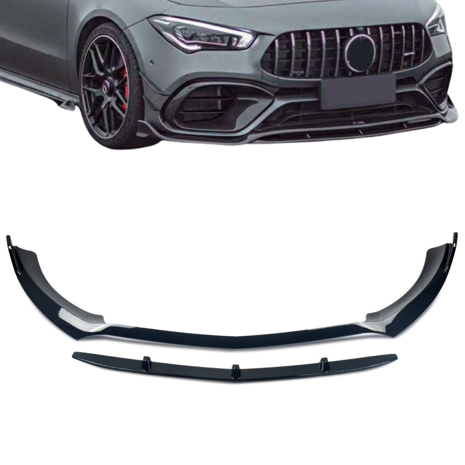 Front spoiler suitable for Mercedes-Benz CLA-Class W118 C118, Glossy Black Sp