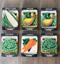 Vintage Card Seed Co 3D Wood Refrigerator Magnets Lot of 6