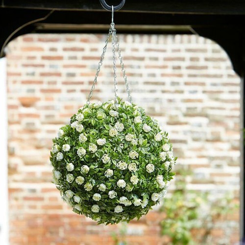 Artificial Hanging Topiary Flower Ball Outdoor Faux Garden Patio Decor 30cm - Picture 31 of 31