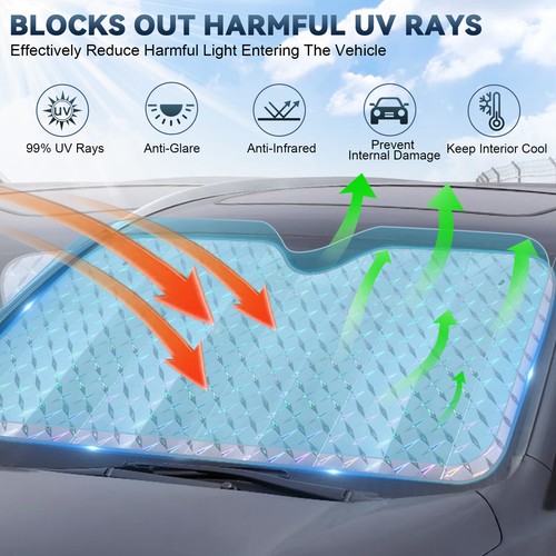 2x Parabrisas Plegable Coche Camión Parasol Ventana Delantera Cubierta Visera UV Parasol - Imagen 4 de 15