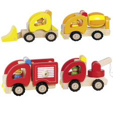 Fahrzeuge aus Holz Feuerwehr Betonmischer Radlader Müllauto Auto