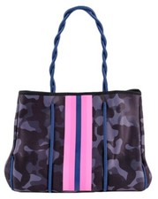 Nwt Parker & Hyde Neoprene Navy Camp/hot Pink Tote With Pouch (n32-bcamo)