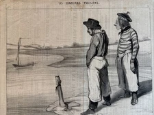 Honore-Victorin Daumier Antique Lithograph 1843 “Les Canotiers Parisiens” No 5