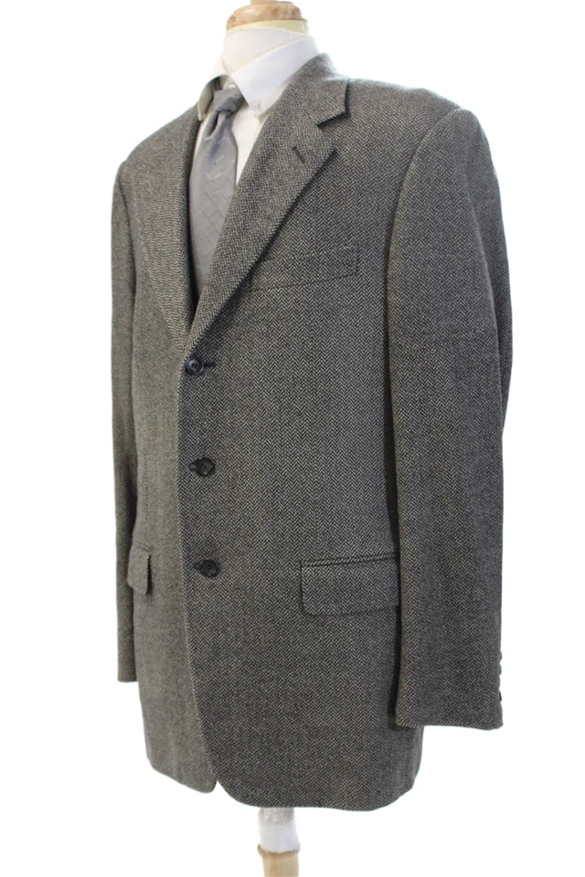 Abrigo deportivo Pal Zileri gris espiga para hombre 90 % lana 10 % cachemir botón talla 40 Foto 3 de 4