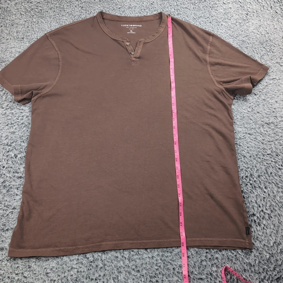 Lucky Brand Shirt Men Extra Large Brown Henley Casual Preppy Minimalist Pullover - Image 4 of 4