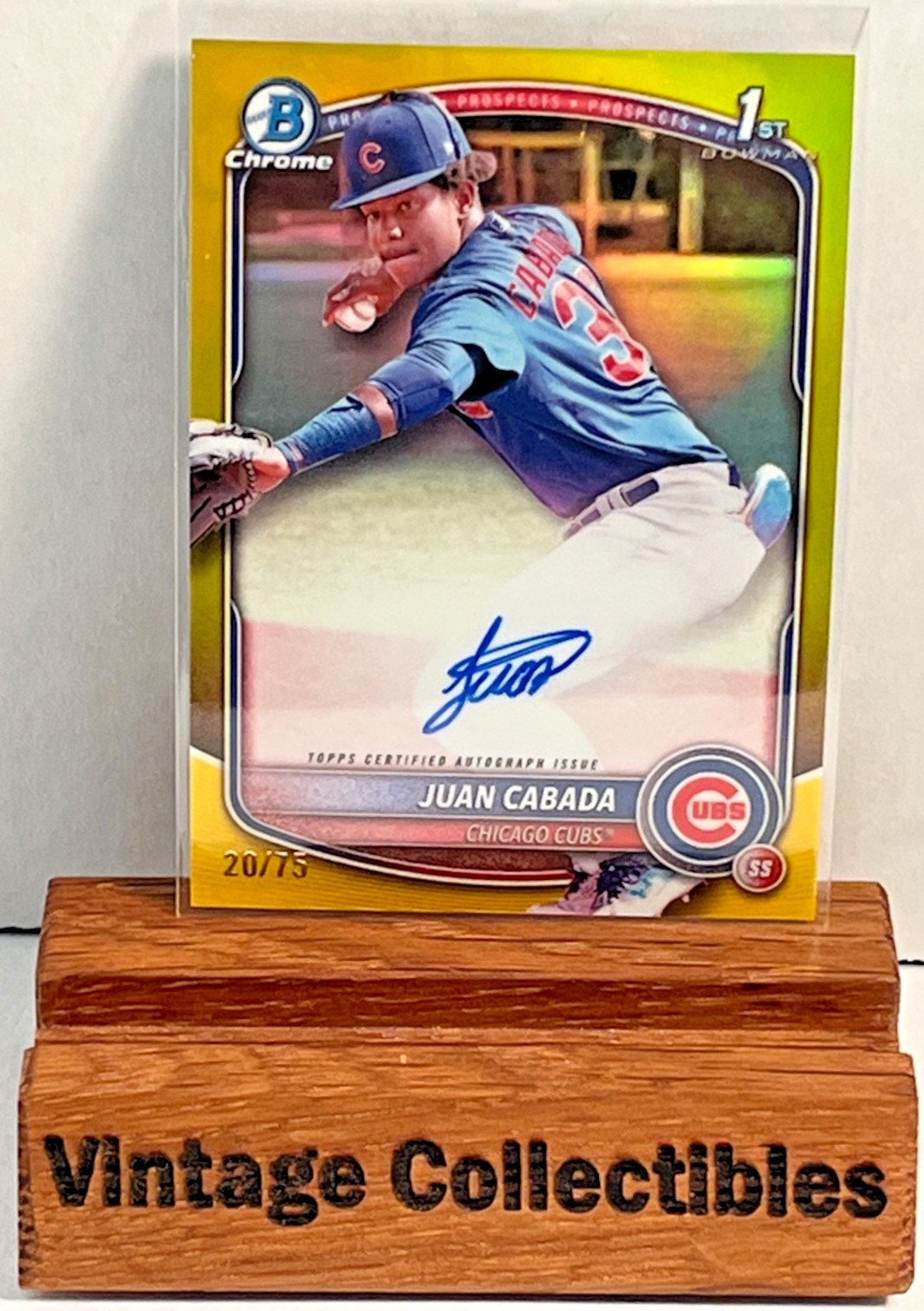 2025 Bowman Chrome Juan Cabada Yellow Auto /75 1st Bowman #CPA-JC Cubs