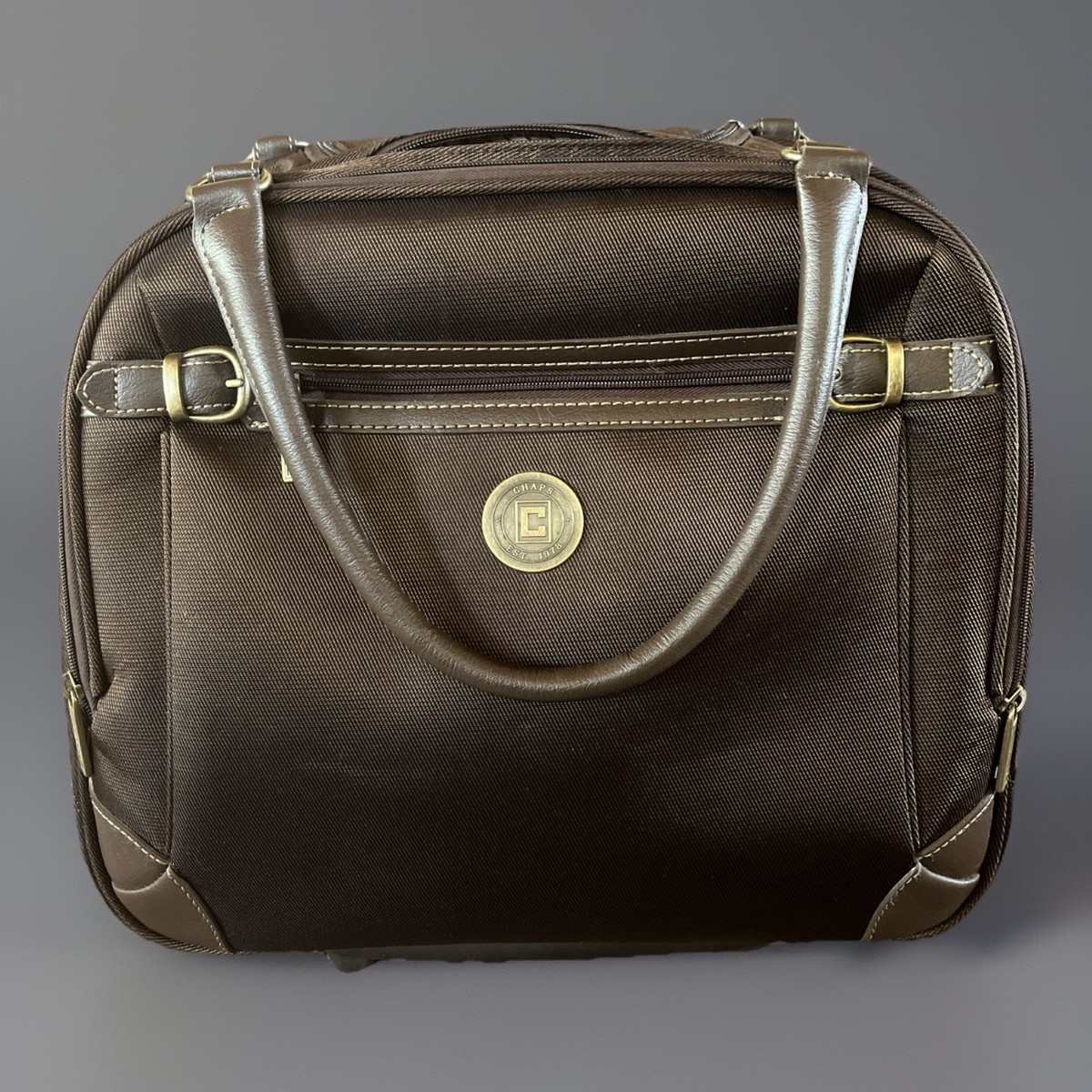 Ralph Lauren Chaps Brown Rolling Briefcase Carry-On Overnight