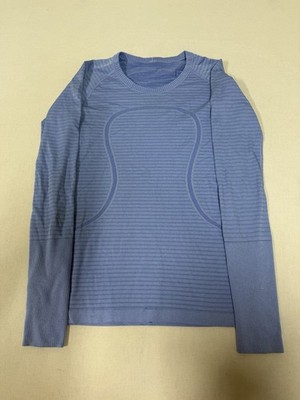 LULULEMON Swiftly Tech Long Sleeve Crew Blue Size 8 Thumbholes 192