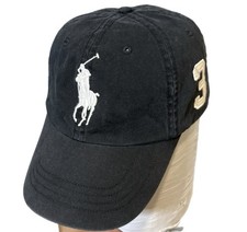 VTG Polo Ralph Lauren Cap Adult Black 3 Large Horse Logo MCMLXVII Strapback Hat
