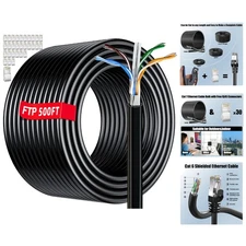 500ft Cat 6 Outdoor Ethernet Cable - Waterproof & Direct Burial Ready