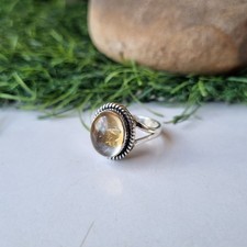 Golden Rutile Gemstone Ring 925 Sterling Silver Gift For Her Lovely Ring PG6887