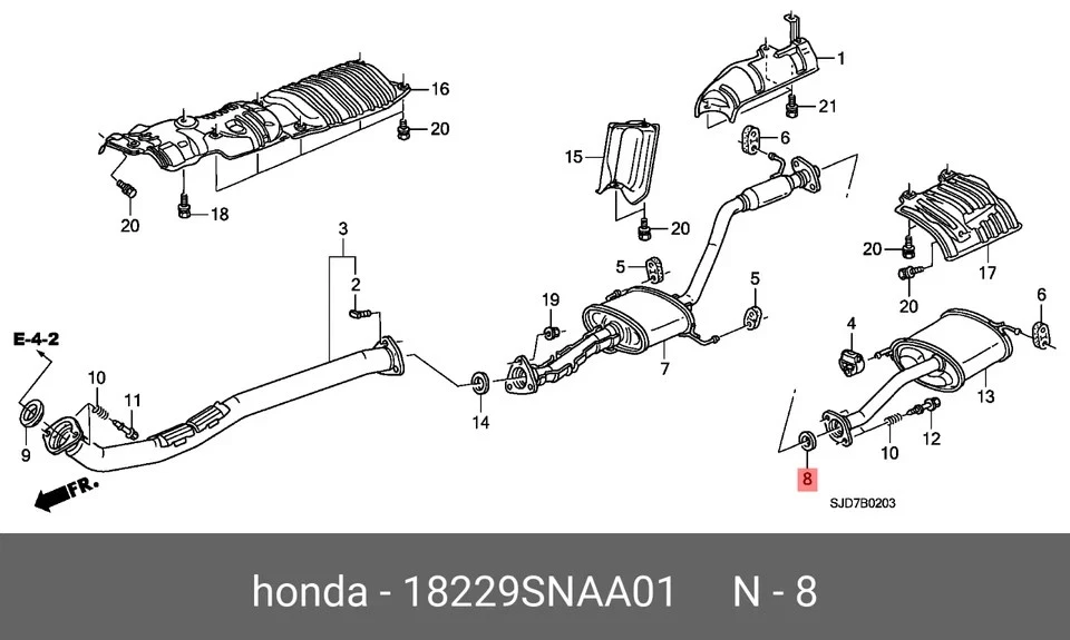 Junta de escape flexible original OEM 18229-SNA-A01 para Honda CR-V 1997-2009 Foto 3 de 3