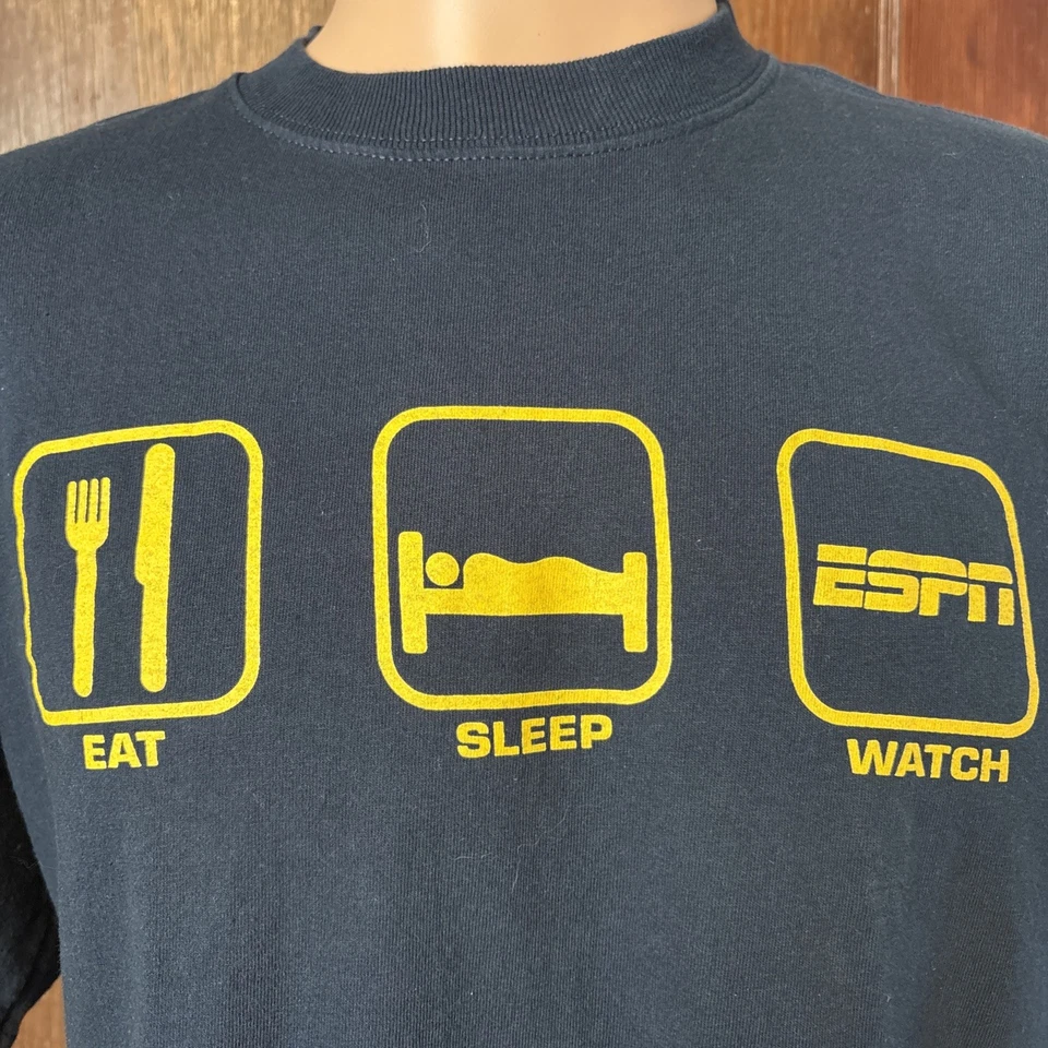 Vintage ESPN Champion Eat Sleep Watch ESPN Navy Blue Shirt Size Large Mens - Image 2 of 4
