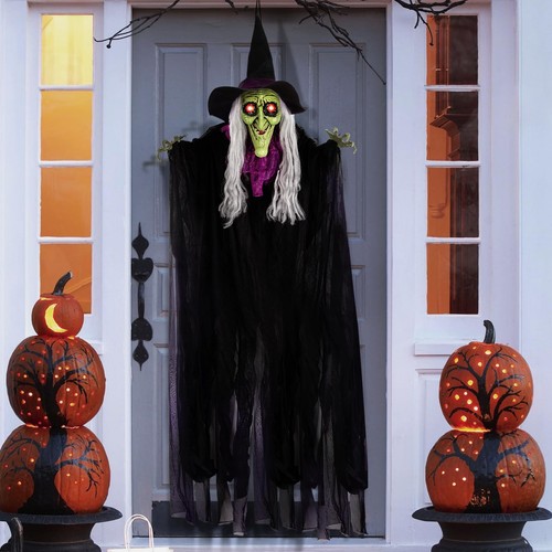 59" Halloween hängende animierte Hexe Dekoration mit Sound aktiviert, leuchtend...
