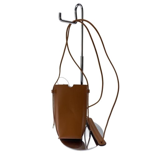 LOEWE Camel Leather Crossbody Bag Silver Hardware 652316 Auth