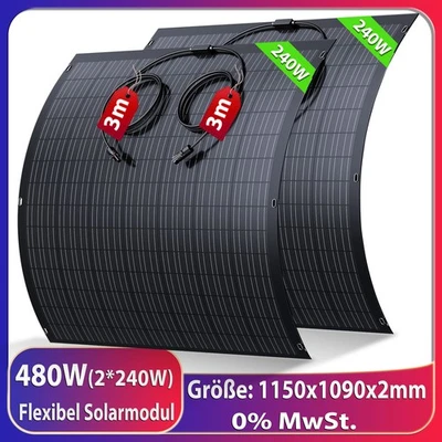 LIONSHEE 480W Flexibel Solarmodul (2x 240 Watt) Solarpanel Monokristalline für Wohnwagen