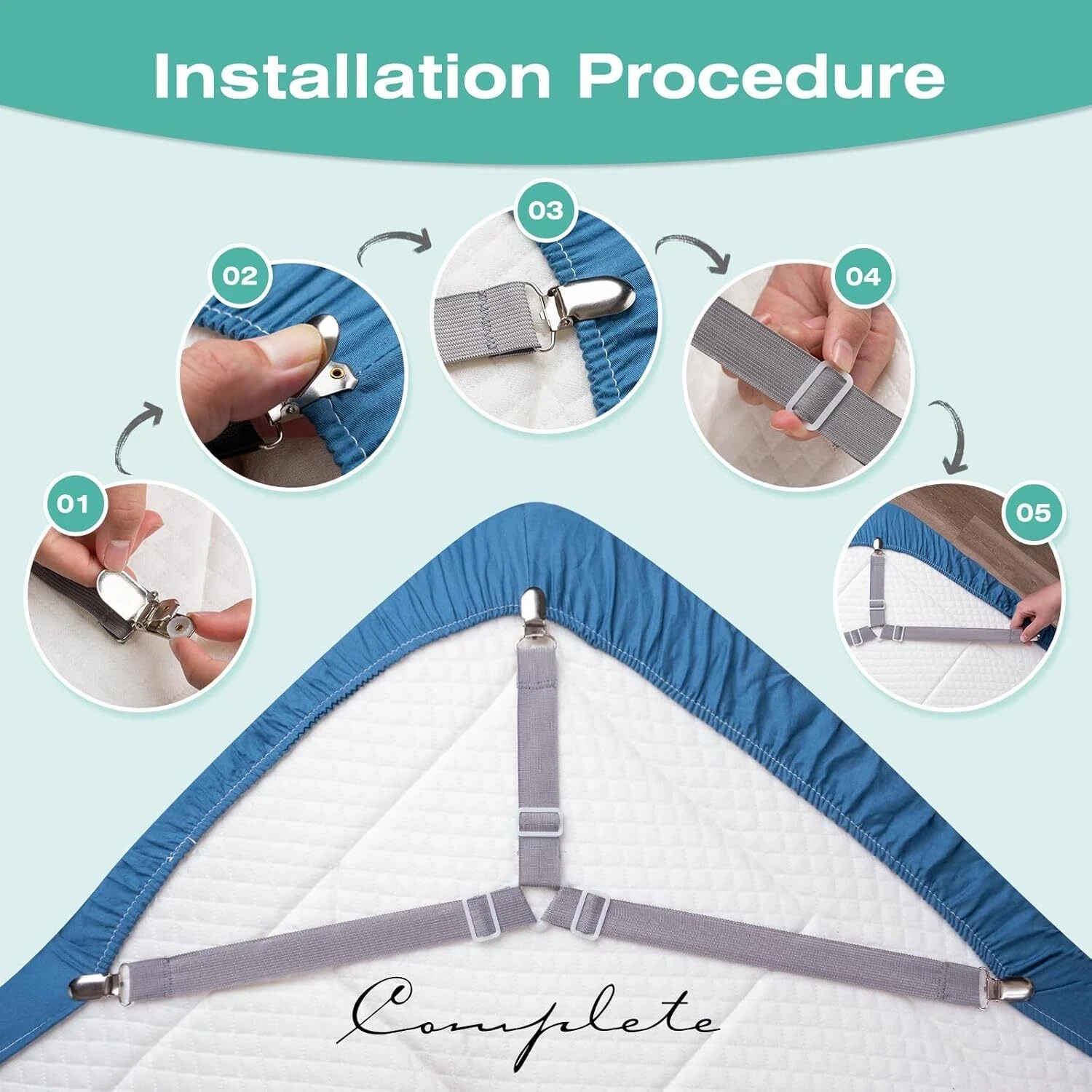Bed Sheet Straps Upgrade Fitted Bed Sheet Holders for Corners Non Slip Sheet