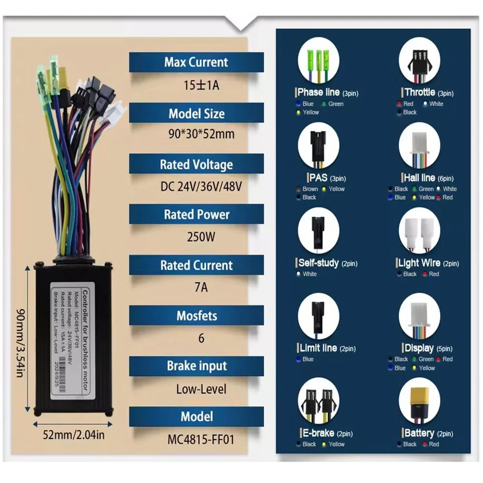 E-Bike 24V-48V 250W 15A Three Model Sine wave Controller with Display CS866 T5S - Image 2 of 4