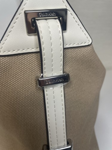 Calvin Klein Shoulder Hobo Bag Brown Cream - Picture 5 of 15