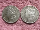 MORGAN SILVER DOLLAR COINS.  LOT  OF  2 XF/AU.  DETAILS  PRE. 1921 LOT # 10