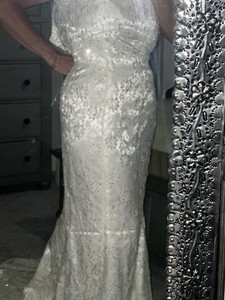 Lady Elegance Vintage Wedding Dress Sequin & Beads Ivory Size 8 + Veil